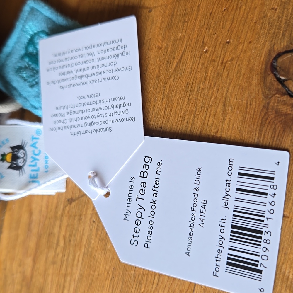 Jellycat Amuseables Steepy Tea Bag 4.3x2.8x2" Soft & Plush BNWT Authentic - Picture 8 of 8